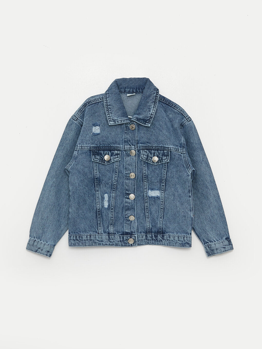 Ripped Detailed Girl's Jean Jacket