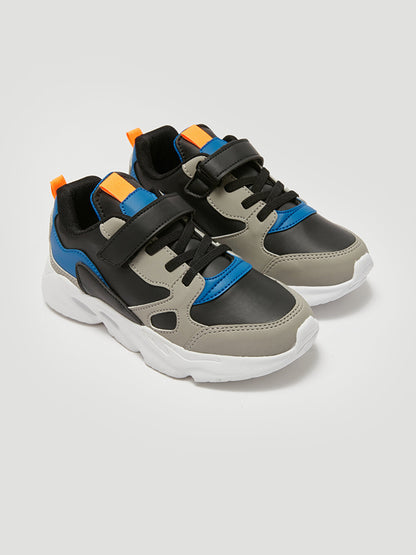 Color Blocked Laces and Velcro Boys Active Sports Shoes