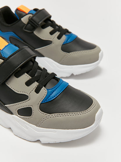 Color Blocked Laces and Velcro Boys Active Sports Shoes