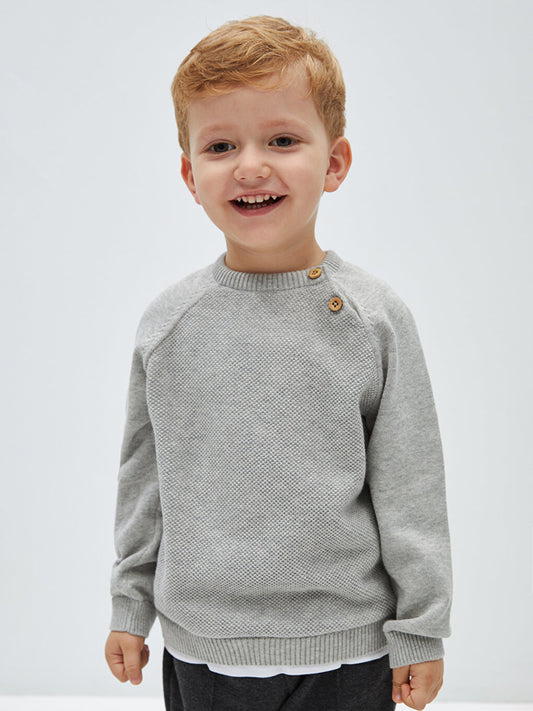 Resort Collar Long Sleeve Printed Baby Boy Sweater and Trousers 2-Piece Set