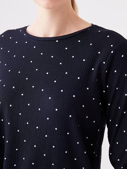 Crew Neck Polka Dot Long Sleeve Women's Tunic