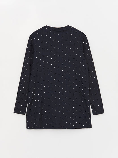 Crew Neck Polka Dot Long Sleeve Women's Tunic