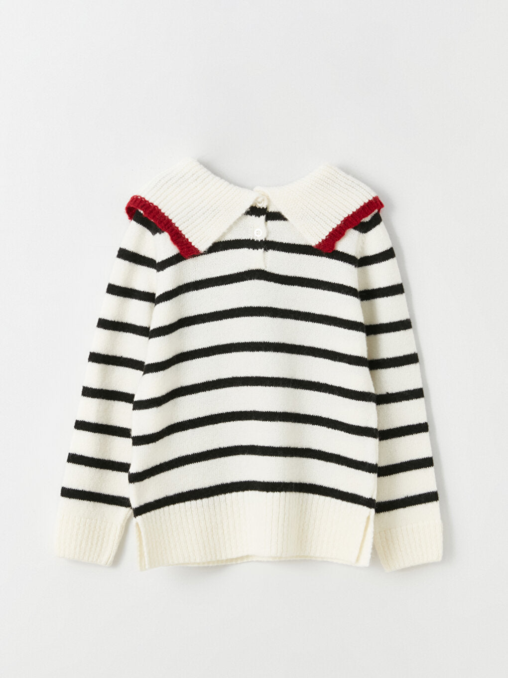 Polo Neck Striped Long Sleeve Girls Knitwear Sweater Mother Daughter Combination