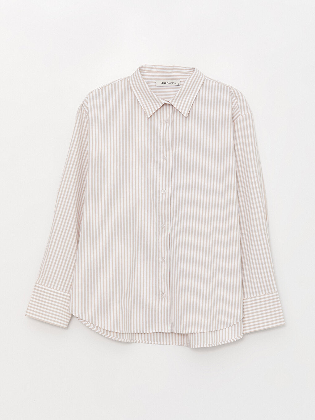 Striped Long Sleeve Oversize Poplin Women's Shirt