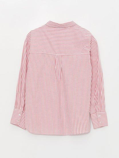 Striped Long Sleeve Oversize Poplin Women's Shirt