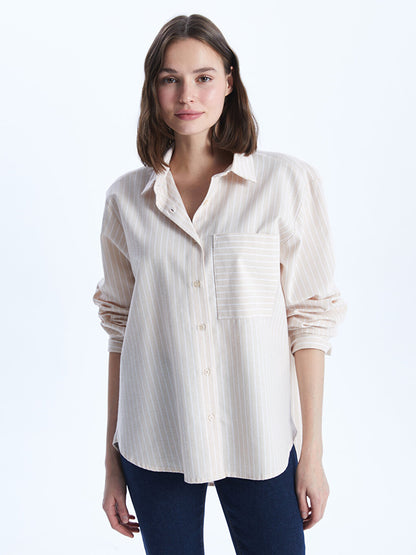 Striped Long Sleeve Poplin Women's Shirt