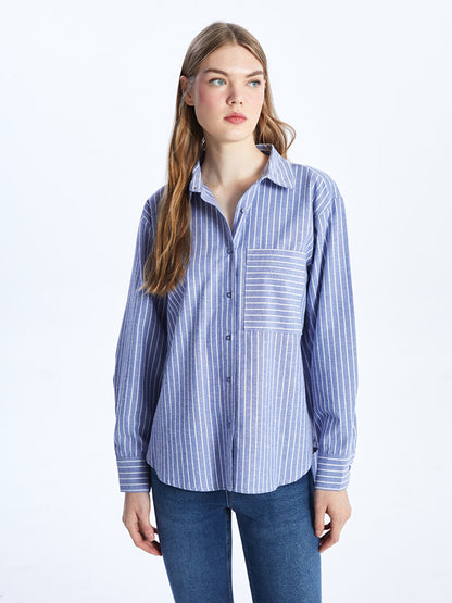 Striped Long Sleeve Poplin Women's Shirt