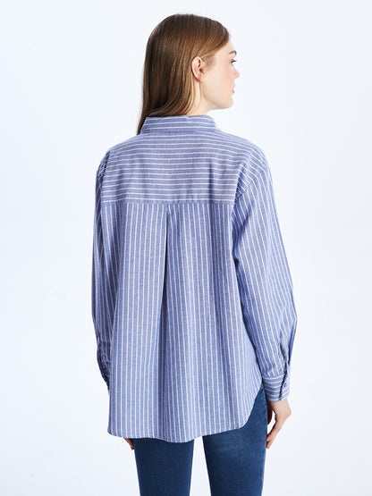 Striped Long Sleeve Poplin Women's Shirt