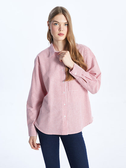 Striped Long Sleeve Poplin Women's Shirt