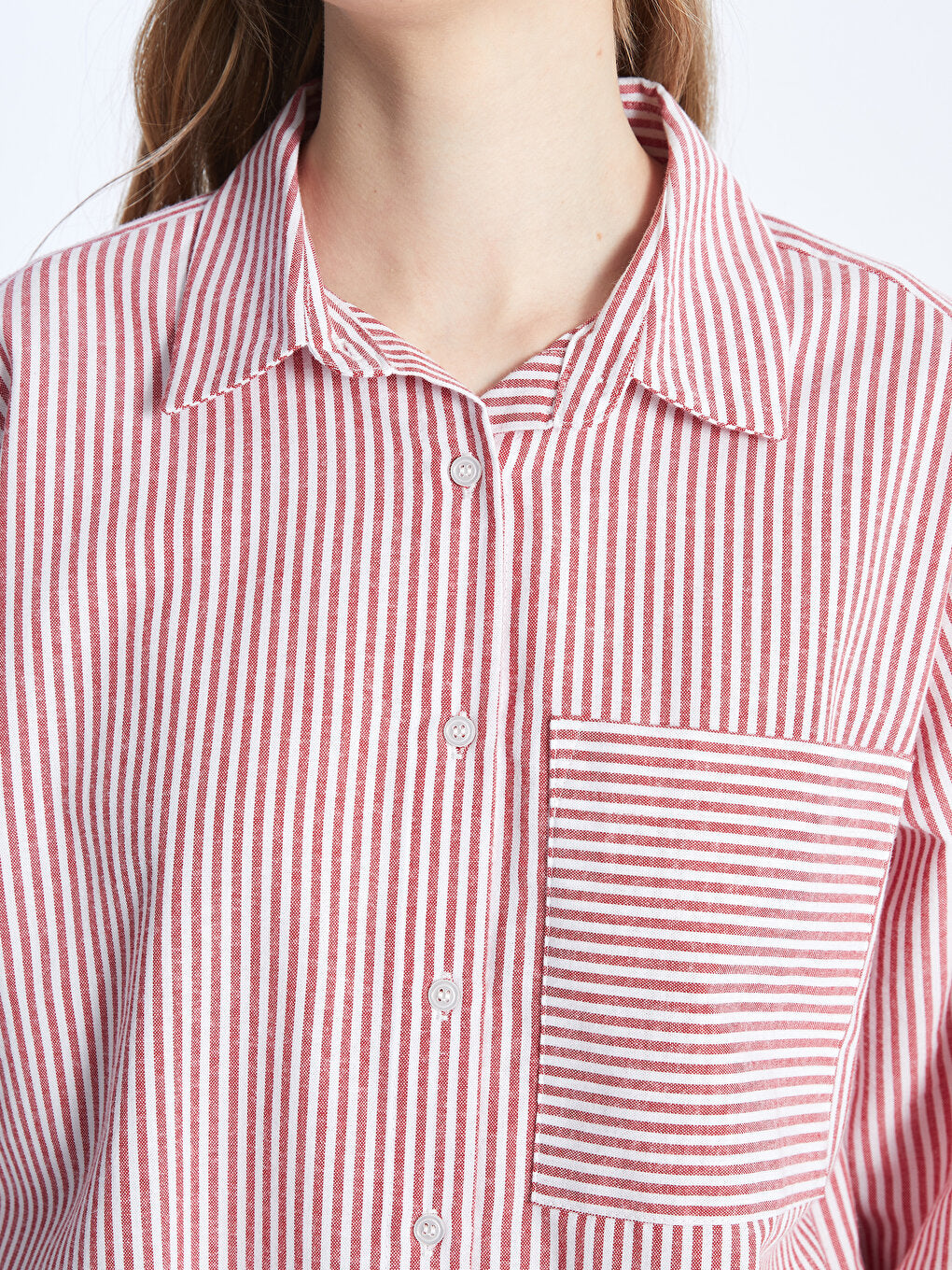 Striped Long Sleeve Poplin Women's Shirt