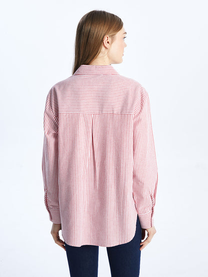 Striped Long Sleeve Poplin Women's Shirt