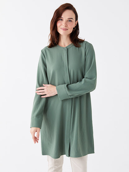 Magnificent Collar Plain Long Sleeve Women's Tunic