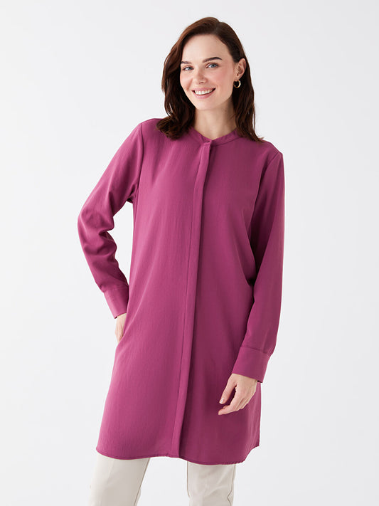 Magnificent Collar Plain Long Sleeve Women's Tunic