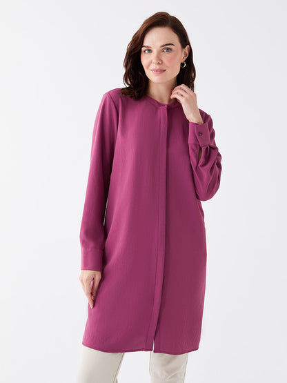 Magnificent Collar Plain Long Sleeve Women's Tunic