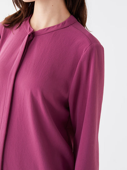 Magnificent Collar Plain Long Sleeve Women's Tunic