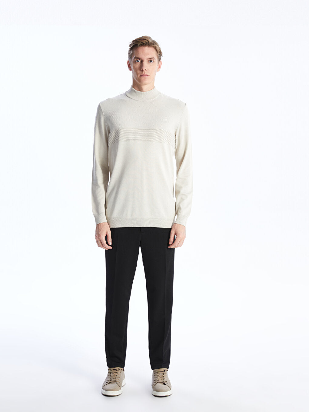 Half Turtleneck Long Sleeve Men's Knitwear Sweater