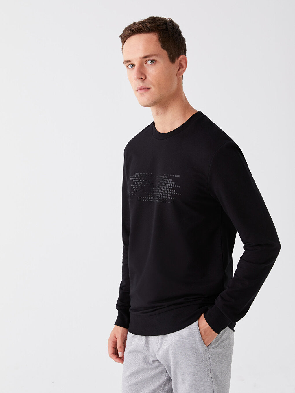 Crew Neck Long Sleeve Printed Men's Sweatshirt