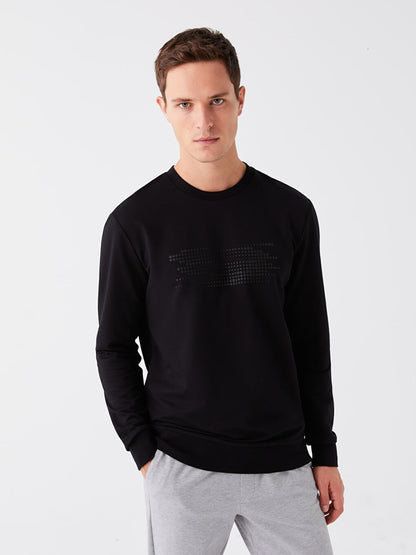 Crew Neck Long Sleeve Printed Men's Sweatshirt