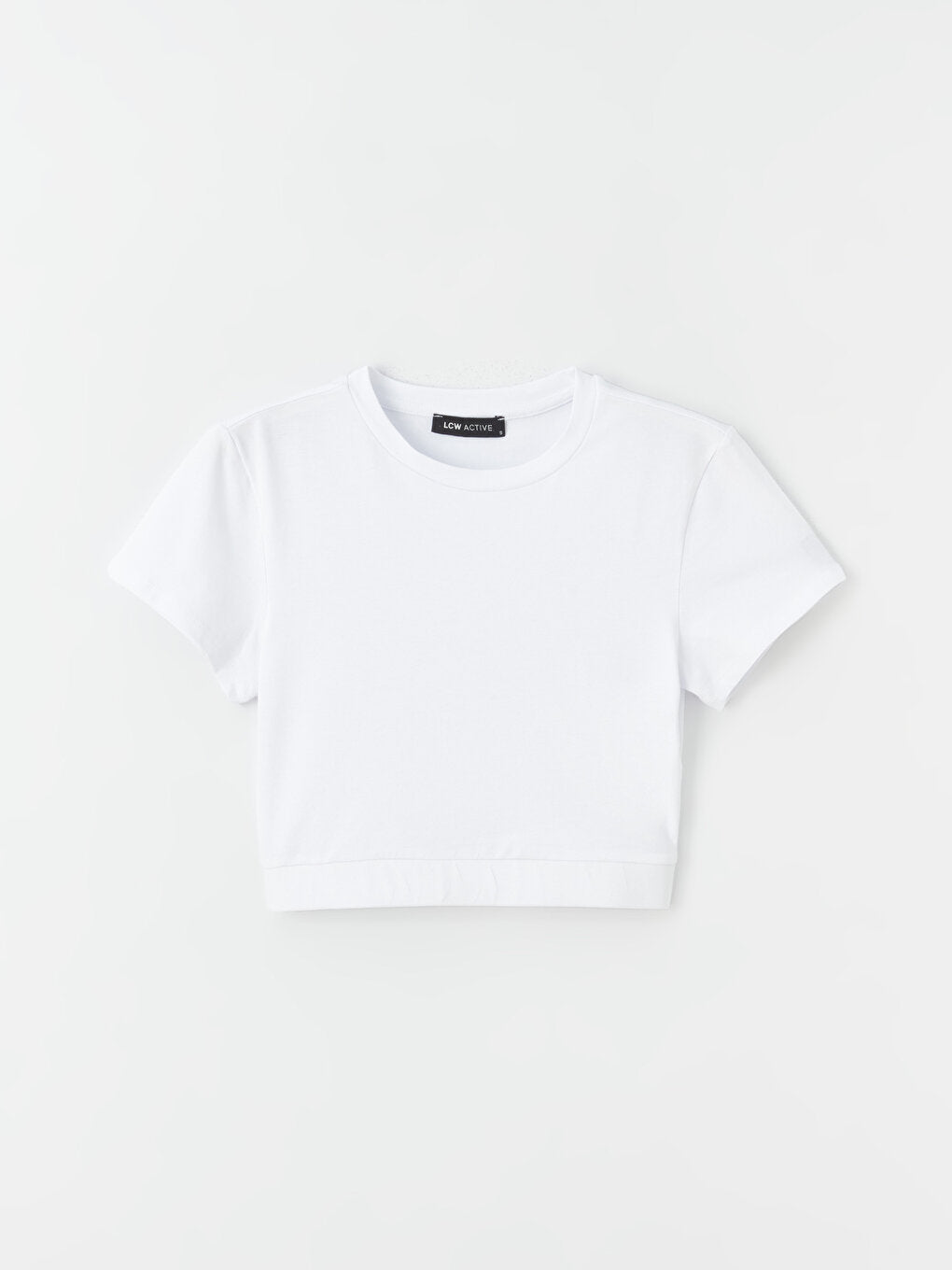 Crew Neck Plain Short Sleeve Women's Crop