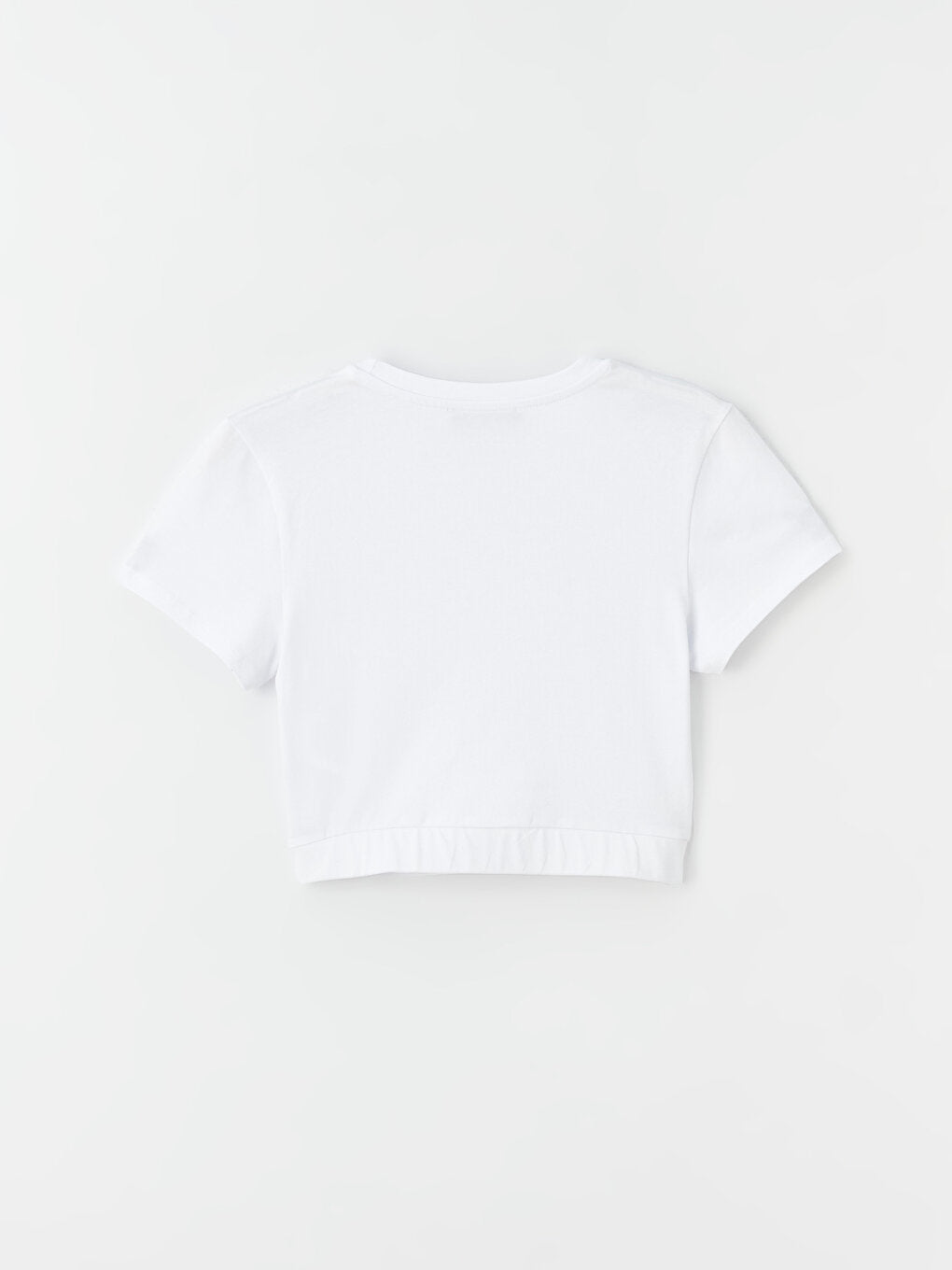 Crew Neck Plain Short Sleeve Women's Crop