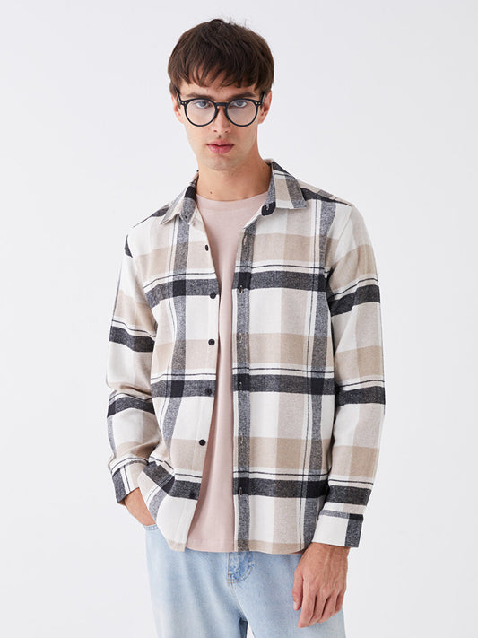 Regular Fit Long Sleeve Plaid Men's Lumberjack Shirt Jacket