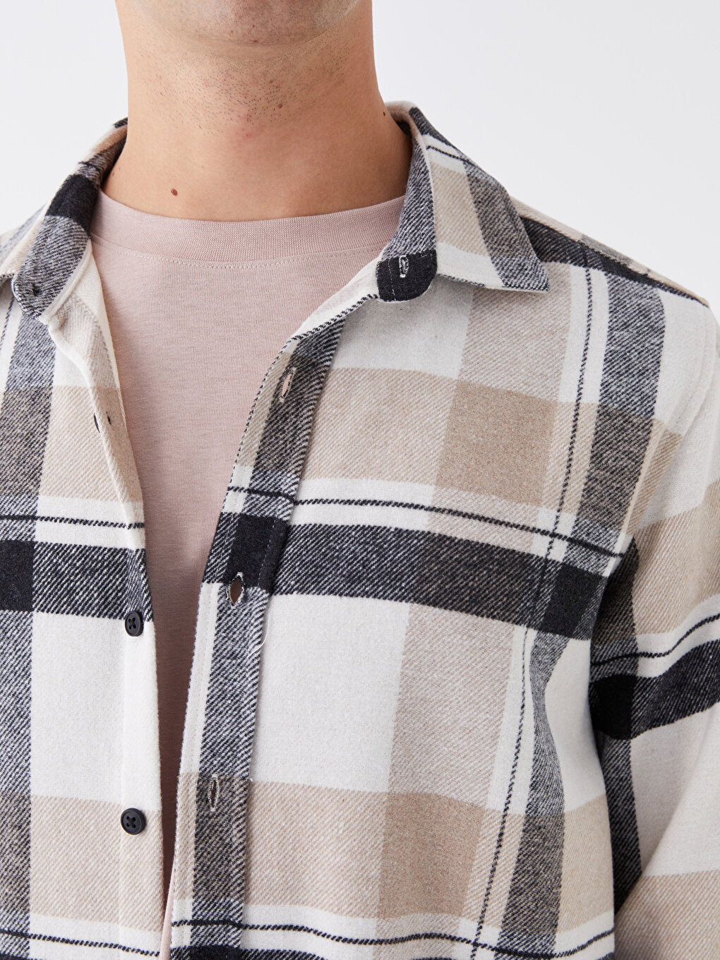 Regular Fit Long Sleeve Plaid Men's Lumberjack Shirt Jacket