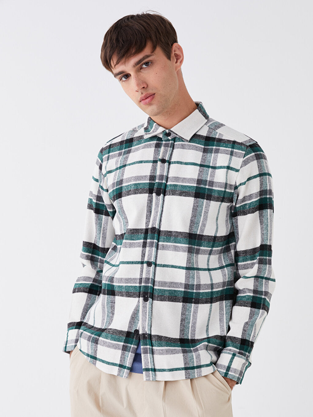 Regular Fit Long Sleeve Plaid Men's Lumberjack Shirt Jacket