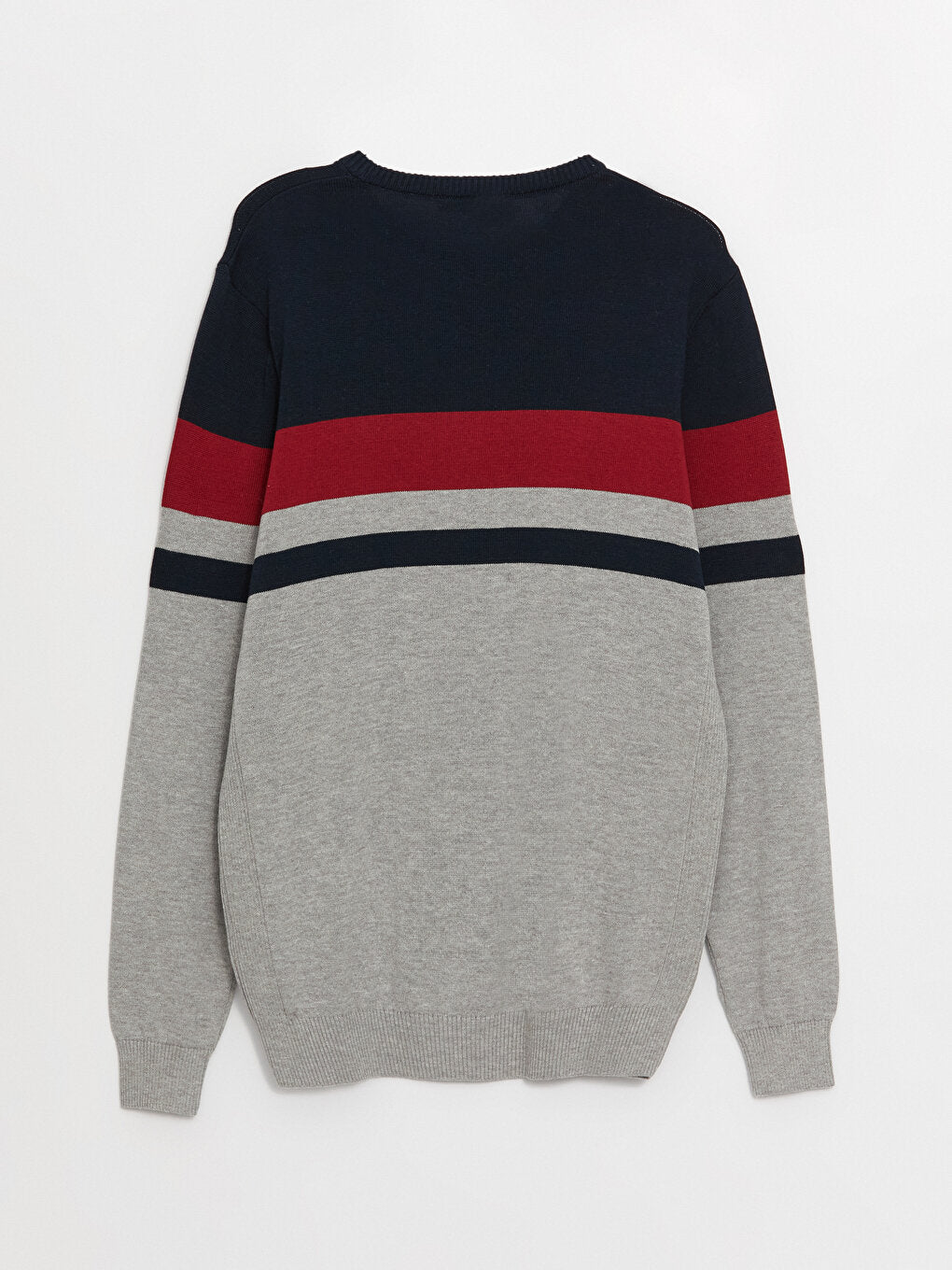 Crew Neck Long Sleeve Color Block Men's Knitwear Sweater