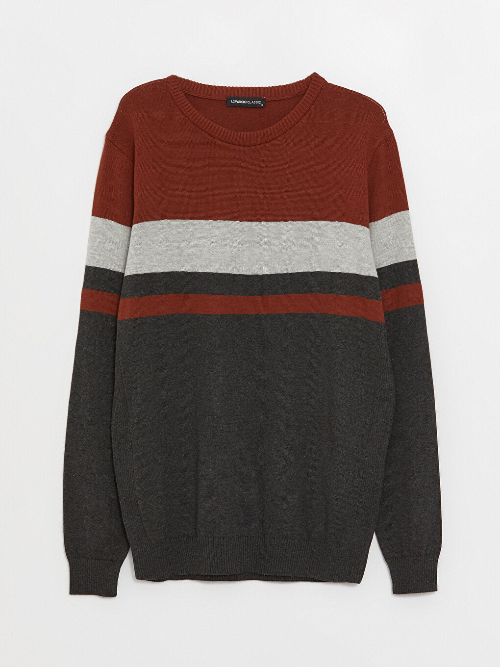 Crew Neck Long Sleeve Color Block Men's Knitwear Sweater