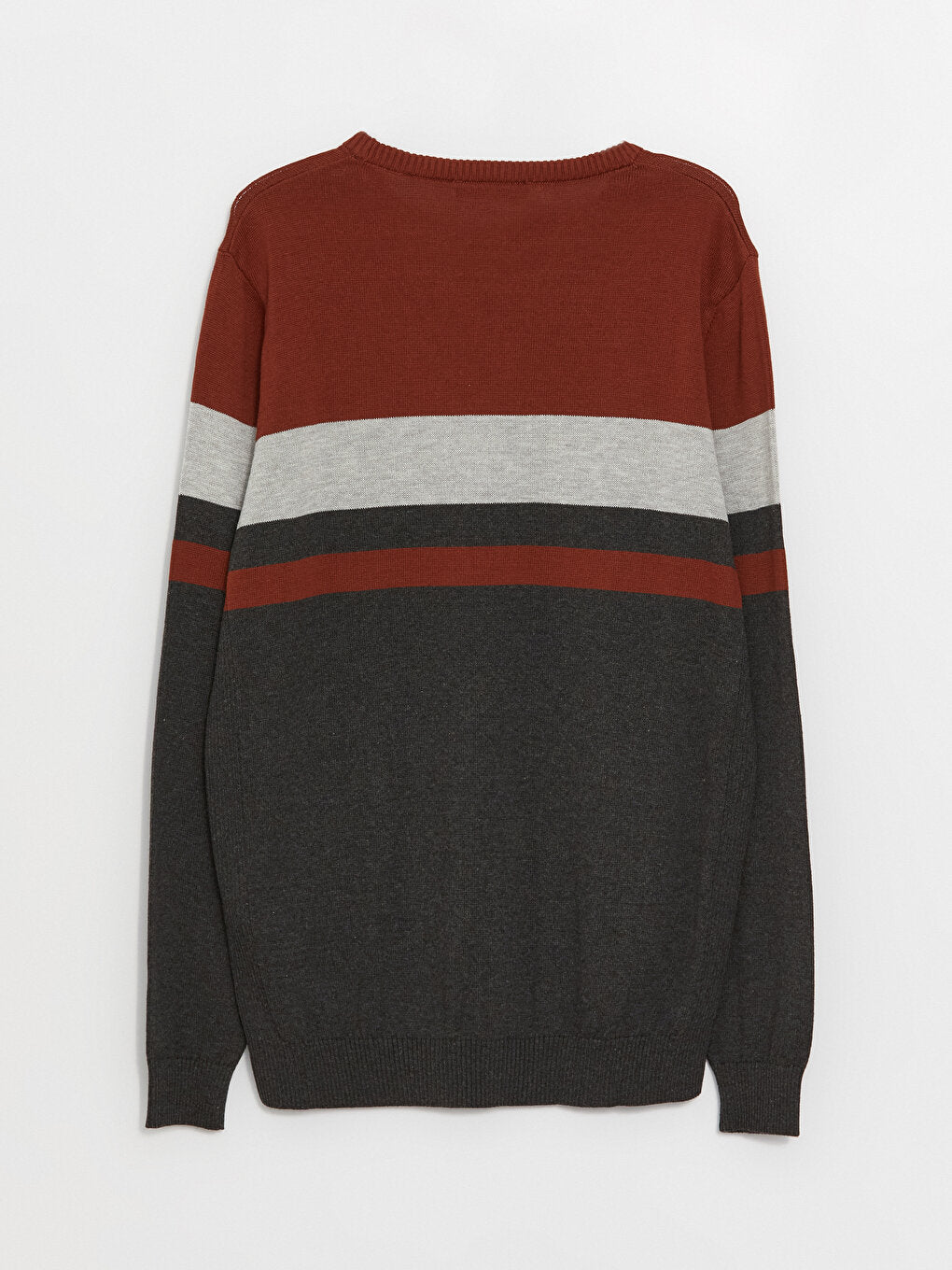 Crew Neck Long Sleeve Color Block Men's Knitwear Sweater