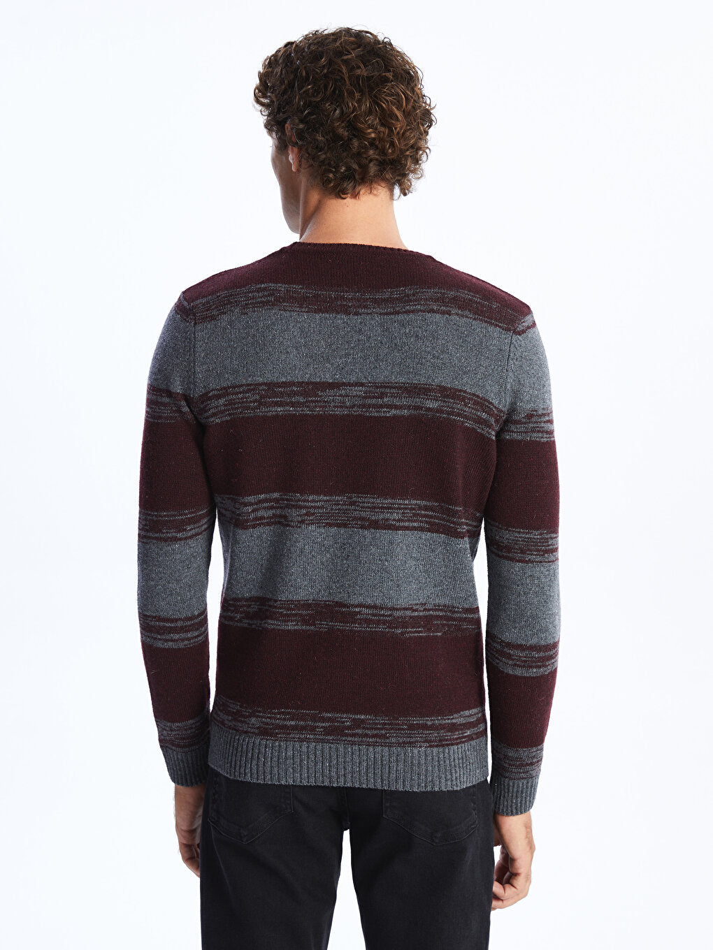 Crew Neck Long Sleeve Color Block Men's Knitwear Sweater