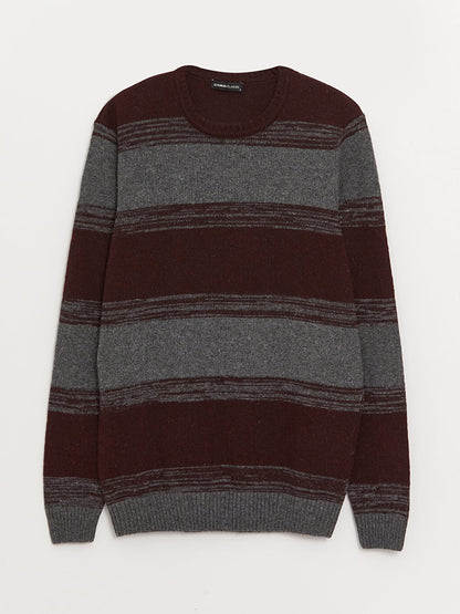 Crew Neck Long Sleeve Color Block Men's Knitwear Sweater