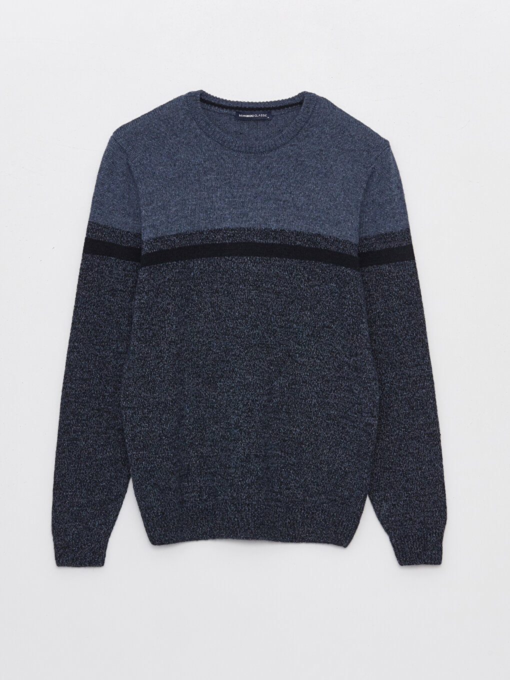 Crew Neck Long Sleeve Color Block Men's Knitwear Sweater