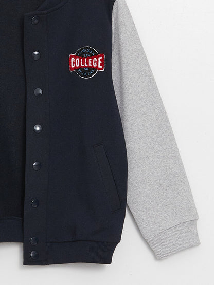 Embroidered Long Sleeve Boys' College Jacket