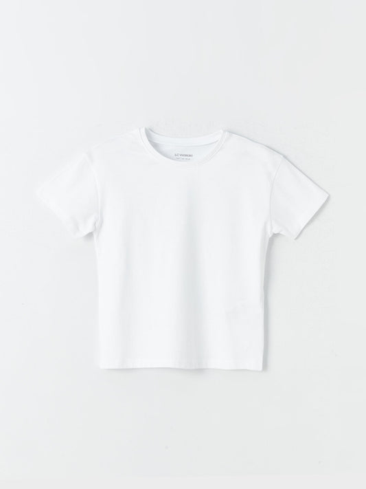 Crew Neck Basic Short Sleeve Girl's T-Shirt