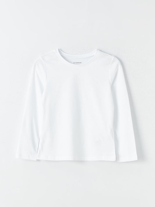 Crew Neck Basic Long Sleeve Girl's T-Shirt