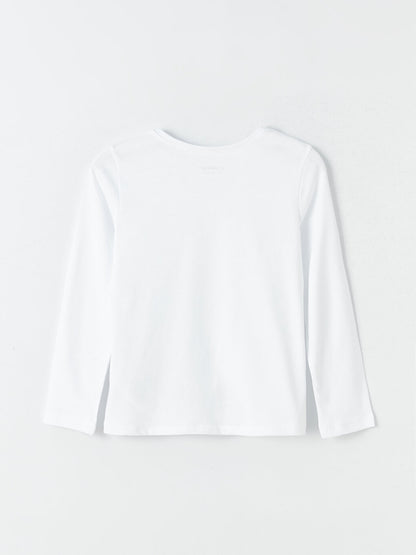 Crew Neck Basic Long Sleeve Girl's T-Shirt