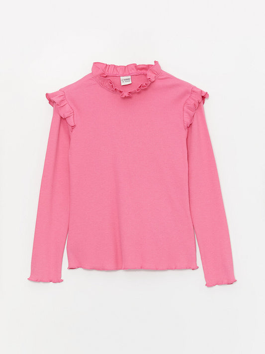 High Collar Long Sleeve Girls' T-Shirt