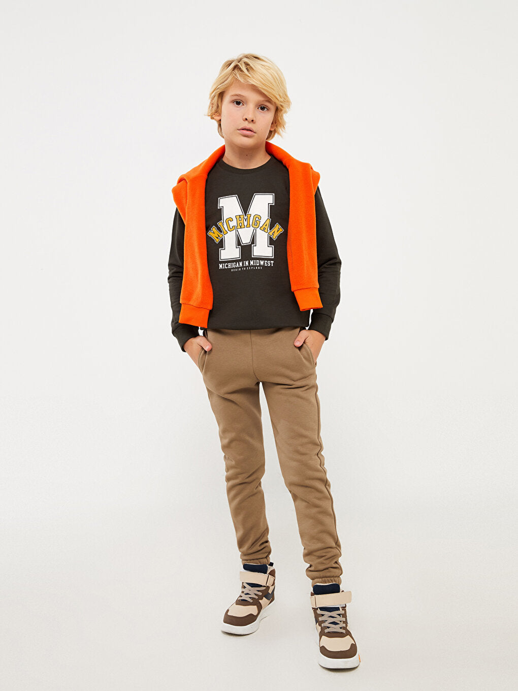 Basic Boy's Jogger Sweatpants with Elastic Waist