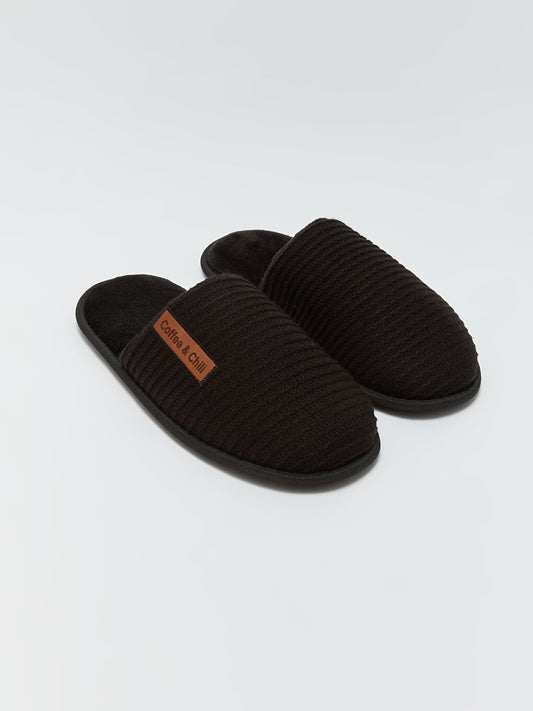 Label Printed Men's House Slippers