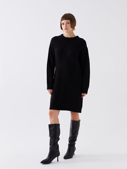 Crew Neck Straight Long Sleeve Women's Knitwear Dress