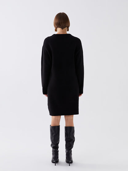 Crew Neck Straight Long Sleeve Women's Knitwear Dress