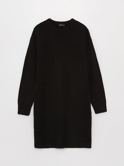 Crew Neck Straight Long Sleeve Women's Knitwear Dress