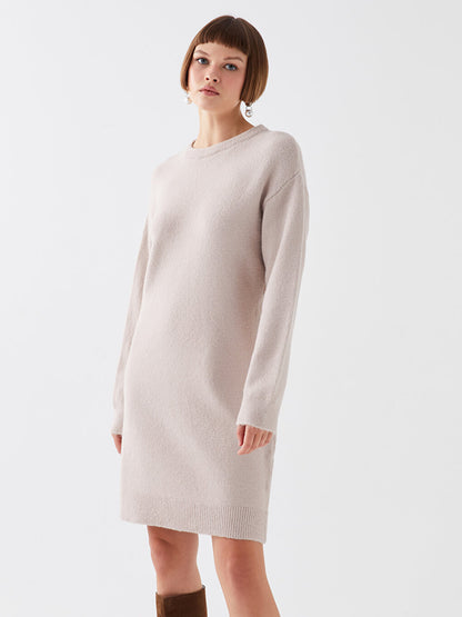 Crew Neck Straight Long Sleeve Women's Knitwear Dress