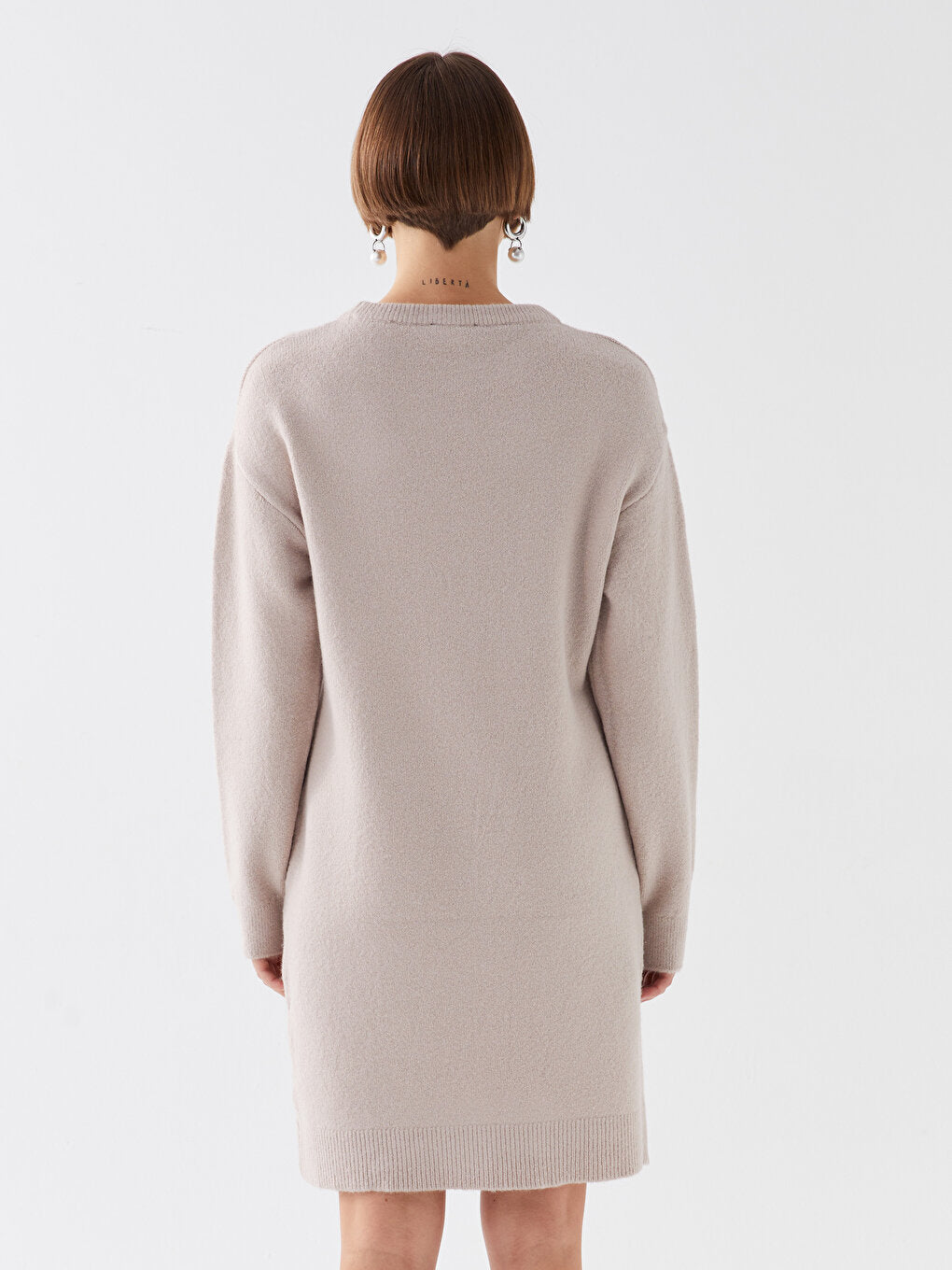 Crew Neck Straight Long Sleeve Women's Knitwear Dress