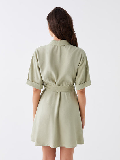 Plain Short Sleeve Women's Shirt Dress