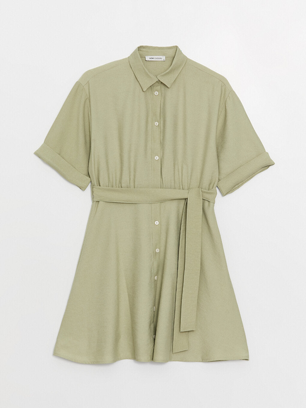 Plain Short Sleeve Women's Shirt Dress