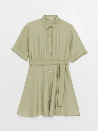 Plain Short Sleeve Women's Shirt Dress