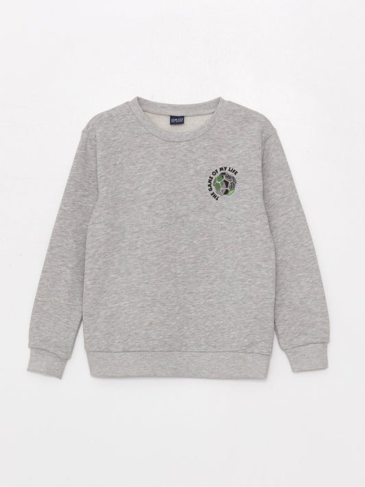 Crew Neck Printed Long Sleeve Boy's Sweatshirt