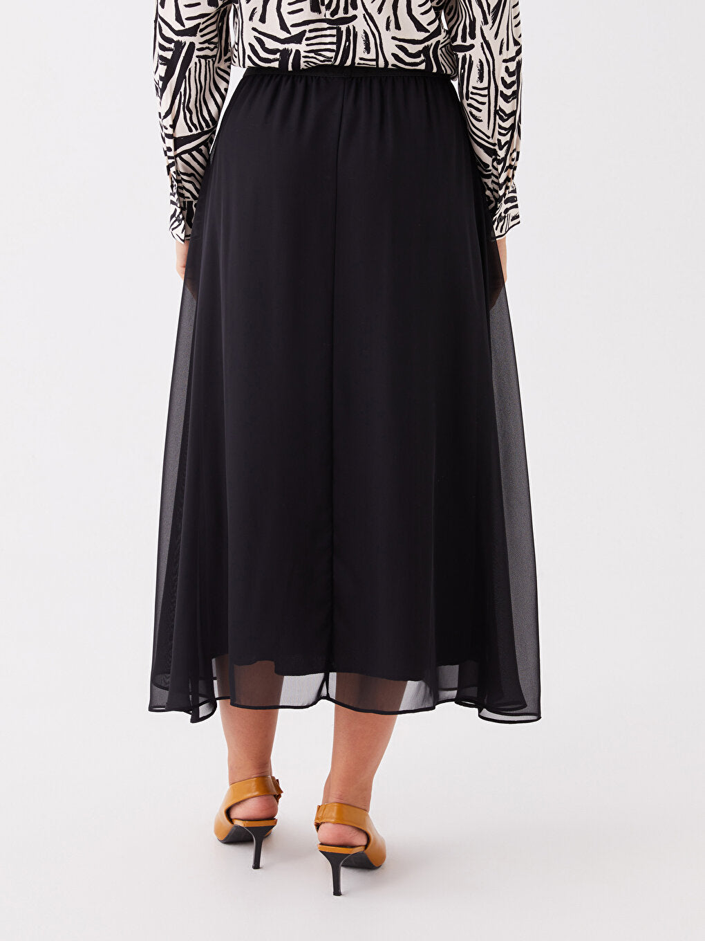 Women's Elastic Waist Straight Chiffon Skirt